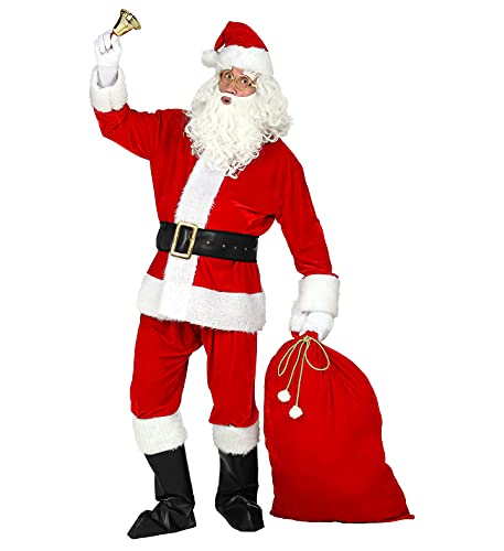 trendmile Premium Weihnachtsmann Kostüm komplett Set Herren bestehend aus Jacke, Hose, Gürtel, Mütze, Bart, Brille, Stiefelüberzieher, Sack - Nikolaus/Santa Claus Verkleidung (L/XL) von trendmile