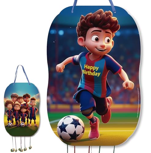 trookee Piñata Fußball blau - Piñata Kindergeburtstag groß Fußball zum Befüllen mit Süßigkeiten und Geschenken für Jungen und Mädchen - Blaugrana T-Shirt - Dekoration für Geburtstag, Kommunion, 46 x von trookee