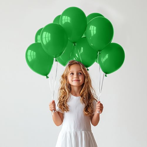 TROOKEE 100 grüne Luftballons, hergestellt in Spanien, 31 cm, biologisch abbaubar, für Geburtstag, Babyparty, Party, Hochzeit, Weihnachten, Kommunion, Halloween, Taufe von trookee