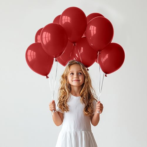 TROOKEE 100 rote Luftballons, hergestellt in Spanien, 31 cm, rot, biologisch abbaubar, für Valentinstag, Babyparty, Party, Hochzeit, Weihnachten, Kommunion, Halloween, Karneval von trookee