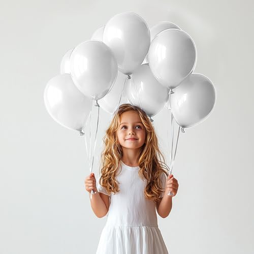 TROOKEE 100 weiße Luftballons, hergestellt in Spanien, 31 cm, biologisch abbaubar, Dekoration für Geburtstag, Babyparty, Party, Hochzeit, Weihnachten, Kommunion, Halloween, Taufe von trookee