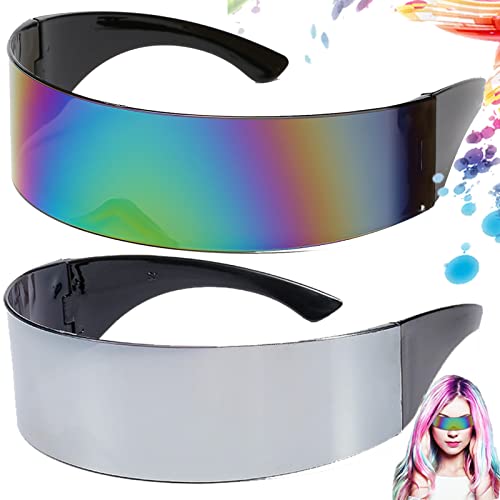 2 Stück Schnelle Brille, Währung Futuristische Sonnenbrille, Futuristische Verspiegelte Sonnenbrille, Coole Space Brille, Futuristische Sonnenbrille Zyklop, Für Rollenspiel, Bar, Disko (Silber, bunt) 2 Stück Schnelle Brille, Währung Futuristische Sonnenbrille, Futuristische Verspiegelte Sonnenbrille, Coole Space Brille, Futuristische Sonnenbrille Zyklop, Für Rollenspiel, Bar, Disko (Silber, bunt) von truee