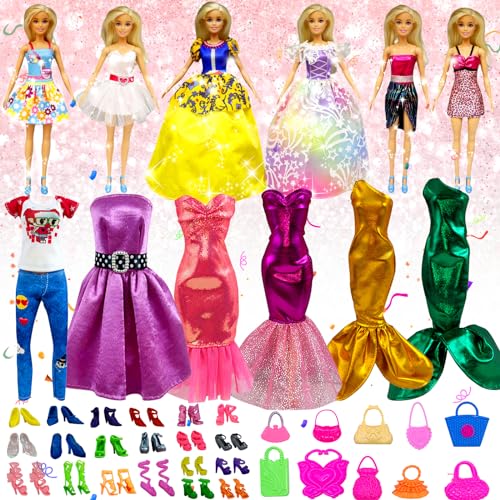 Truee 43 Stück Puppen Fashion Kleider Set, 2 Puppen Partykleider, 5 Mädchen Puppen Mini Kleider, 4 Meerjungfrauenkleid, 1 T-Shirt, 1 Hose, 20 Paare Schuhe Für 11,5 Zoll Puppen, 10 Puppen Handtaschen Truee 43 Stück Puppen Fashion Kleider Set, 2 Puppen Partykleider, 5 Mädchen Puppen Mini Kleider, 4 Meerjungfrauenkleid, 1 T-Shirt, 1 Hose, 20 Paare Schuhe Für 11,5 Zoll Puppen, 10 Puppen Handtaschen von truee