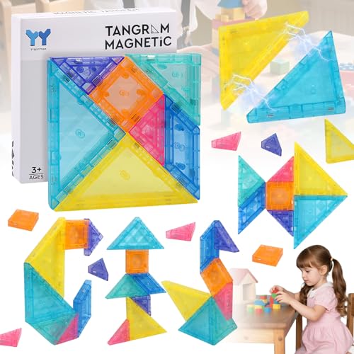 Truee Children's Geometric Shapes Puzzles, Travel Tangram Puzzle, Montessori Iq Games, Tangrams Children's Montessori Geometric Puzzle, Safe and Easy to Carry, Educational Toys and Creative Puzzles von truee