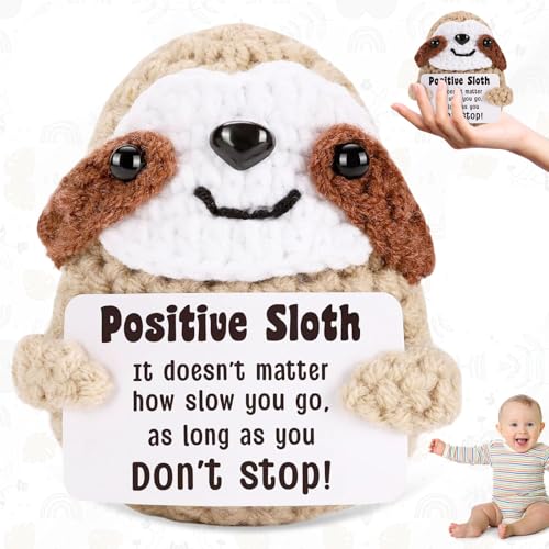 truee Charm Pocket Hug Gift for Women Sloth, Handmade Positive Crochet Animals, 7.5 cm Positive Sloth, Positive Crochet Animals, Positive Sloth Decor Gift, Small Gifts for Women von truee