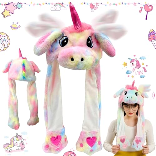 truee Einhorn Horn Hut, Plüsch Einhorn Hut, Beweglicher Ohr-Einhorn Hut, Einhornohren Hut, Kaninchen Hut Ohren Beweglicher Lustige Tier Ohr, Für Make-up-Party, süßes Geburtstagsgeschenk(Bunt) von truee