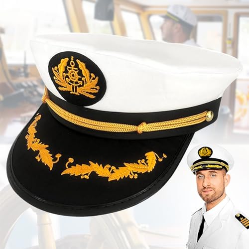 Truee Marine Admiral Kapitänsmütze - Unisex Seemann Hut für Erwachsene und Kinder - Yacht Kapitän Hat für Karneval, Mottoparty, Cosplay von truee
