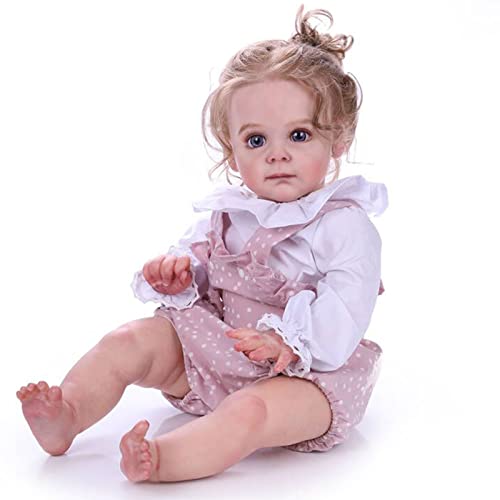truly soft Reborn-Baby Puppen 20 Zoll Weiches Silikonvinyl Lebensechte Babypuppe mit Locken und Sommerkleid, ca. 50 cm groß lebensecht Reborn Puppen Neugeborene Baby Weihnachten-Geschenke von truly soft