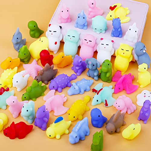 Mini Squishy Pack, Soft Mochi Squishy Toys 50 Pack Moji Fidget Toys, Mini Kawaii Tier Squishies Partytüten Füllstoff Stressabbau Spielzeug für Kinder Erwachsene Weihnachten Geburtstagsgeschenk von twoonto