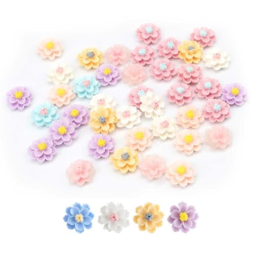 txuzong Tortendeko Blumen, 40 Stück Kirschblüten Deko, Harz Gänseblümchen Tortendeko, Zufällige Farben, Dekorative Accessoires, Kleine Harzblumen, für Heimwerken, Kuchen, Kunsthandwerk von txuzong