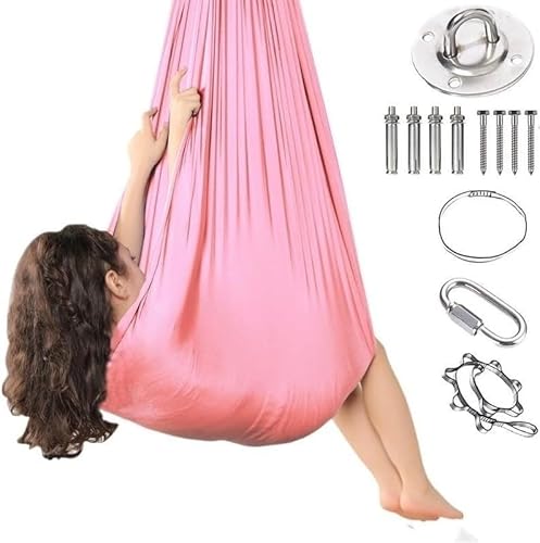 tylxayoxa Sensorische Kinder Tuch Schaukel, Kinderschaukel Kinderschaukel Indoor, Hängesessel Indoor Für Kinder Erwachsene Tuchschaukel(Pink,280x100CM/110x39in) von tylxayoxa