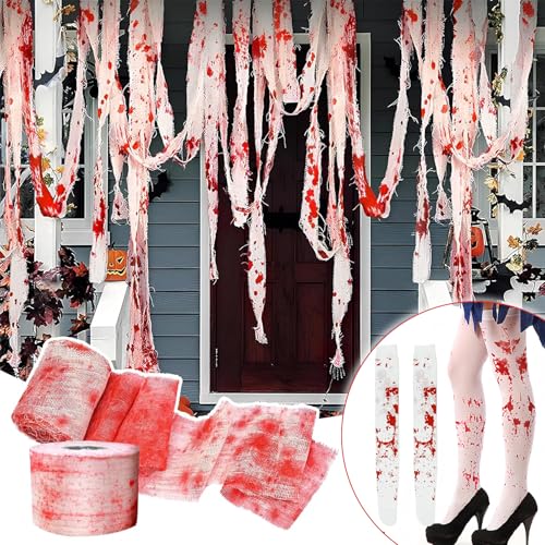 Halloween Blutstrümpfe Blutiger Aufdruck für Frauen Oberschenkelhohe Socken Bringen Blutbefleckter Mullverband Damen Cosplay Kostüm für Party Geeignet für Halloween Partys, Festival, Cosplay Halloween Blutstrümpfe Blutiger Aufdruck für Frauen Oberschenkelhohe Socken Bringen Blutbefleckter Mullverband Damen Cosplay Kostüm für Party Geeignet für Halloween Partys, Festival, Cosplay von tyokas