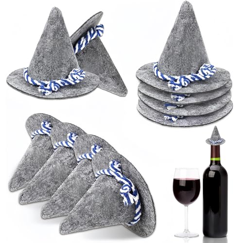 tyokas 10 Stück Mini Hut Hexenhut Oktoberfesthut Hut Klein Filzhut Trachtenhütchen Trachtenhut für bayerische Geeignet für Ostern, Karneval, Partys und Tischdekorationen Ostermütze von tyokas