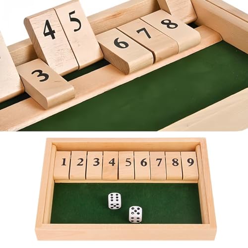 tyokas Shut The Box Game Holzspiel Würfelspiel Mit 9-Zahlen-Deckel Taktik- und Rechenspiel 2-Spieler Zahlenspiel Brettspiel Mit 2 Würfeln Geeignet für Partys, Unterhaltung tyokas Shut The Box Game Holzspiel Würfelspiel Mit 9-Zahlen-Deckel Taktik- und Rechenspiel 2-Spieler Zahlenspiel Brettspiel Mit 2 Würfeln Geeignet für Partys, Unterhaltung von tyokas