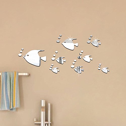 ufengke 8-Tlg 3D Tropischer Fisch Spiegeleffekt Wandaufkleber Modedesign Kunst-Abziehbilder Hauptdekoration Silber ufengke 8-Tlg 3D Tropischer Fisch Spiegeleffekt Wandaufkleber Modedesign Kunst-Abziehbilder Hauptdekoration Silber von ufengke