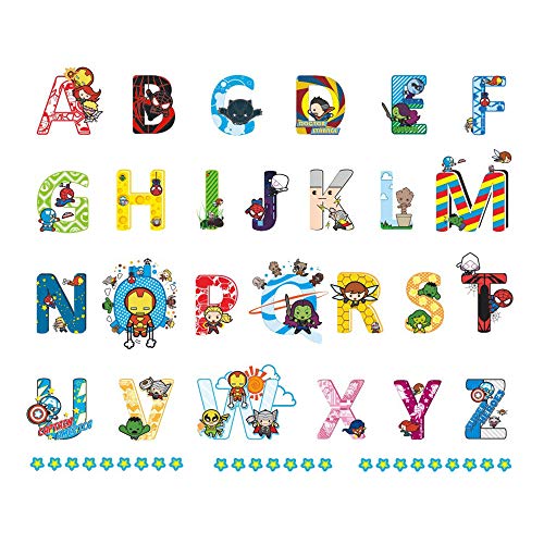 ufengke Wandaufkleber, englisches Alphabet, ABC und Superhelden, Buchstaben, für Kinderzimmer, Jungen, Wanddekoration von ufengke