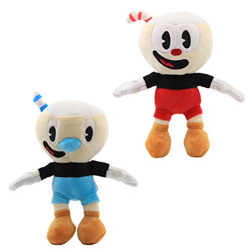 uiuoutoy 2 Stück Cuphead Mugman Plüschtier Mädchen Cala Maria Ms. Chalice Plüsch Puppen Kinder Spielzeug Geschenk von uiuoutoy