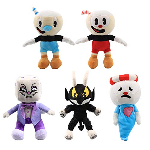 uiuoutoy 5 Stück Cuphead Plüsch Spielzeug Mugman Ghost Divel Boss King Dice Stofftier Plüschtier Puppen von uiuoutoy