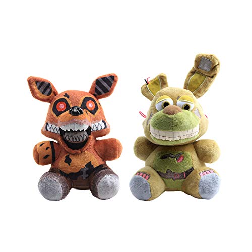 uiuoutoy Five Nights At Freddy's Plüschspielzeug-Set, 17,8 cm, braun, Foxy The Twisted Ones Springtrap Puppen, Geschenk für Kinder Fnaf Fans von uiuoutoy