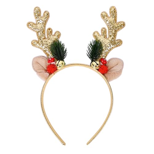 ulafbwur Festliche Weihnachts-Stirnbänder, weicher Stoff, Geweih, Glocken-Design, glänzend, Frohe Weihnachten, Dekoration, Haarband von ulafbwur