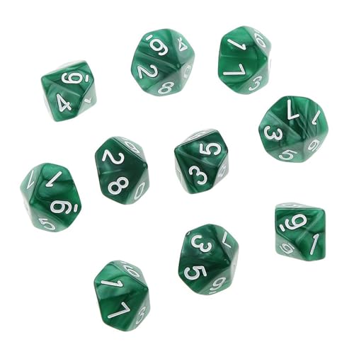 ulafbwur Mehrseitige, einfarbige TRPG-Spiel D10 polyedrische Würfel aus Kunststoff, Party-Requisiten, Geschenk, 10 Stück von ulafbwur