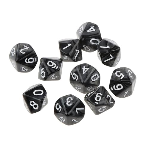 ulafbwur Mehrseitige, einfarbige TRPG-Spiel D10 polyedrische Würfel aus Kunststoff, Party-Requisiten, Geschenk, 10 Stück von ulafbwur
