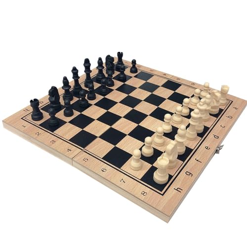 ulafbwur Pine Wood 3 in 1 Folding Wooden Chess Checkers Backgammon Board Desktop Game Puzzle Toy von ulafbwur