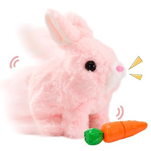 Kaninchen Spielzeug | Osterhase Geschenke Kinder | Ostern Plüschhasenspielzeug Elektronisches Hüpfkaninchen Für Kinder - Realistisches Und Niedliches Interaktives Lernspielzeug Für Auto, Zuhause von ulapithi