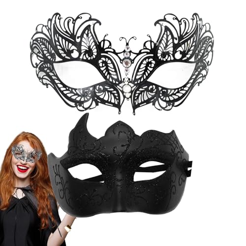 Masken-Kostüm, Maskerade-Set für Paare | 2 x Gesichtsbedeckungen mit Stirnband für maskierte Augen | Glitzernde Gesichtsbedeckungen für Sie und Ihn, Partyzubehör für Masken-Kostüm, Maskerade-Set für Paare | 2 x Gesichtsbedeckungen mit Stirnband für maskierte Augen | Glitzernde Gesichtsbedeckungen für Sie und Ihn, Partyzubehör für von ulapithi