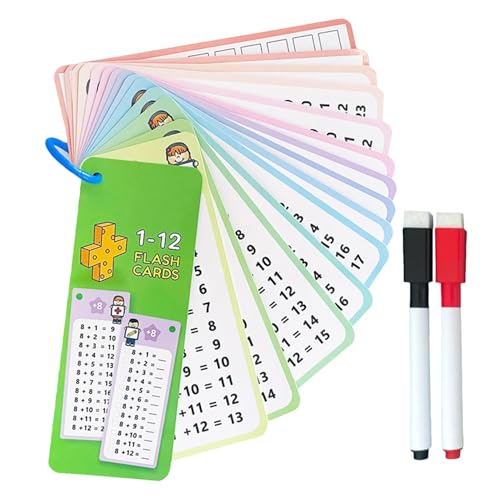 Mathematische Flash-Karten, Multiplikationsspielkarten – 15 x Flash-Karten zum Lernen – Lernkarten mathematische Gleichungen mit trocken abwischbaren Stiften für die Entwicklung von von ulapithi