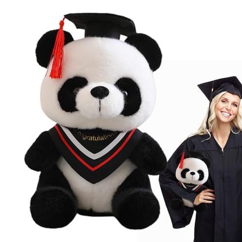 Abschluss-Plüschtier Panda-Bär, Abschlusshut aus Plüsch, Panda | Panda Bär zum Schulabschluss von Tieren, 10 Zoll | Weiche Plüschtiere mit schwarzem von ulapithi