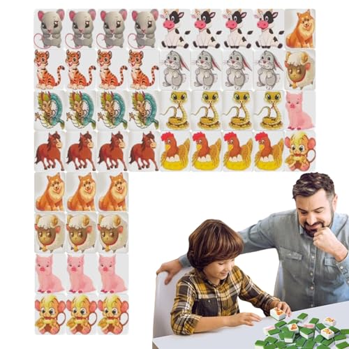 ulapithi Block Mahjong-Spielset, Familien-Mahjong-Spiel | 48-teiliges Mahjong-Spielset mit stapelbaren Blöcken | Gesellschaftsspiel mit Denkübungen für Treffen von ulapithi