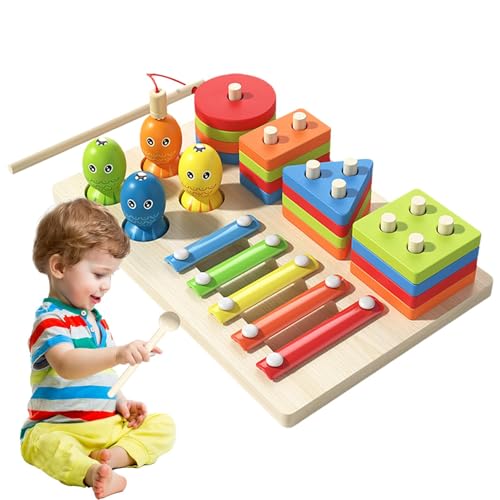 ulapithi Farbsortierspielzeug für Kleinkinder, Sortierspielzeug für Kleinkinder, Multifunktionales Baby-Stapelspielzeug aus Holz, passendes Sortierspielzeug, Buntes Lernaktivitäts-Blockpuzzle, von ulapithi