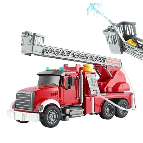 ulapithi Feuerwehrauto-Spielzeug,1:12 Feuerwehr-Rettungsfahrzeug-Spielzeug mit Wasserwerfer, Lichtern und Geräuschen | Langlebiges Vorschulspielzeug, pädagogisches Feuerwehrauto für Mädchen, Kinder, von ulapithi