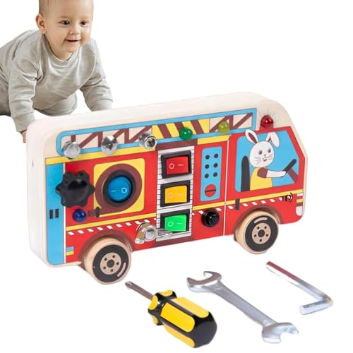 ulapithi Hölzernes sensorisches Aktivitätsbrettspielzeug, Montessori-Brett-Kleinkind-Spielzeug, Lernspielzeug mit LED-Licht, tragbares Schalter-Sensorbrett für Jungen, Mädchen, Kinder von ulapithi