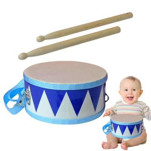 ulapithi Kinder-Schlagzeugset,Schlagzeugset für Kinder - Kindertrommel mit 2 Trommelstöcken, kleine doppelseitige Trommel - Pädagogische 8-Zoll-Holzspaß-Trommelspielzeuge für Babys zur musikalischen von ulapithi