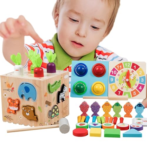 ulapithi Lernspielzeug für frühes Lernen,Formsortierer-Spielzeug,Sortierwürfel aus Holz, passendes Spielzeug - Kreativer lustiger Formensortierer für Kinder, Montessori-Spielzeug für Kinder zum von ulapithi