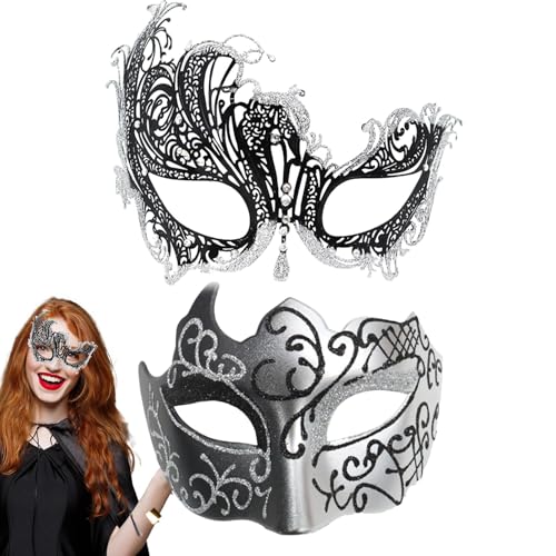 Maskerade-Set für Paare, Maskerade-Set für Paare, 2 Gesichtsabdeckungen mit Stirnband für Maskerade-Augenmasken, Maskerade-Masken-Set Maskerade-Set für Paare, Maskerade-Set für Paare, 2 Gesichtsabdeckungen mit Stirnband für Maskerade-Augenmasken, Maskerade-Masken-Set von ulapithi