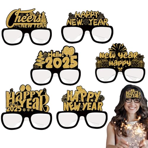 Papiergläser für Silvester, Silvester Gläser – lustige Brille 2025 Brille – 6 x dekorative Brillen, Urlaubsbrille, Silvesterbrille Papiergläser für Silvester, Silvester Gläser – lustige Brille 2025 Brille – 6 x dekorative Brillen, Urlaubsbrille, Silvesterbrille von ulapithi