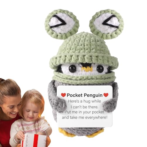 Positiv, positiv gestrickt, ermutigen Sie das Küken, Regenschirm, lustig, handgemacht, gestrickt, emotionale Unterstützung mit positiver Karte für von ulapithi