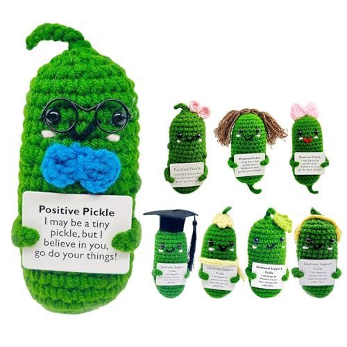 Positive Gurke, Gurkenspielzeug, niedliche Strickpuppen, lustig, mit positiver Gurke, Spielzeug zur emotionalen Unterstützung, handgefertigt von ulapithi