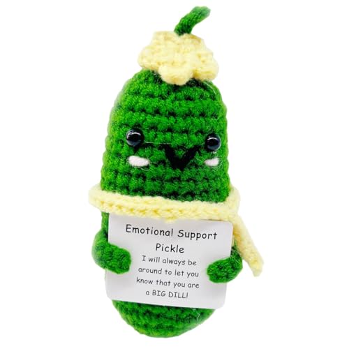 Positive Gurke, Gurkenspielzeug, niedliche Strickpuppen, lustig, mit positiver Gurke, Spielzeug zur emotionalen Unterstützung, handgefertigt von ulapithi