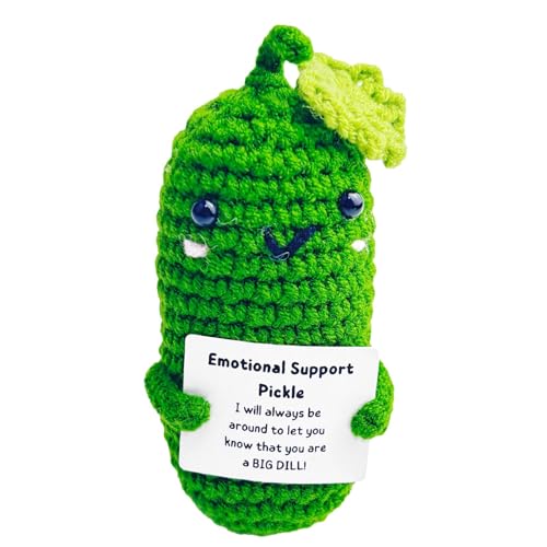 Positive Gurke, Gurkenspielzeug, niedliche Strickpuppen, lustig, mit positiver Gurke, Spielzeug zur emotionalen Unterstützung, handgefertigt von ulapithi