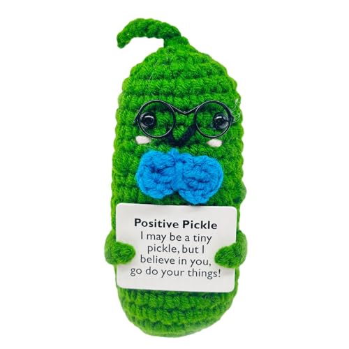 Positive Gurke, Gurkenspielzeug, niedliche Strickpuppen, lustig, mit positiver Gurke, Spielzeug zur emotionalen Unterstützung, handgefertigt von ulapithi