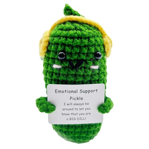 Positive Gurke, Gurkenspielzeug, niedliche Strickpuppen, lustig, mit positiver Gurke, Spielzeug zur emotionalen Unterstützung, handgefertigt von ulapithi