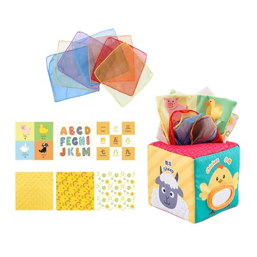 Taschentuchwürfel, Taschentuchbox, Spielzeugwürfel – sensorisches Spielzeug mit weichem Kontrast | Lernaktivitäten für Kinder von 0 bis 2 Jahren, Lernwerkzeuge, Spielzeug von ulapithi