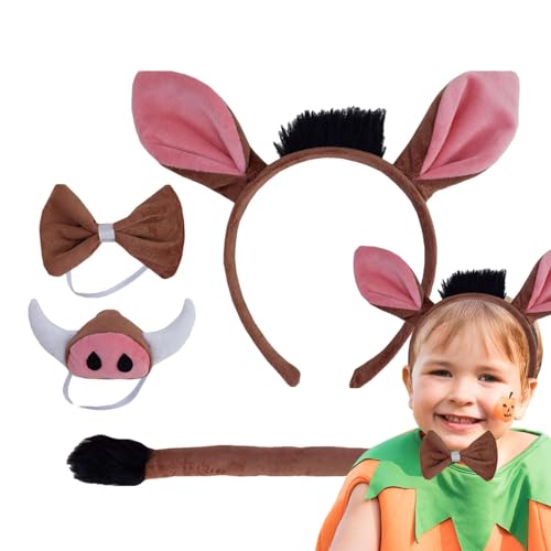 Tierkostüm-Zubehör, Cosplay-Kostüm, Warzenschwein, Ohren, Nase, Schwanz, Kostüm-Set im realistischen Design für Cosplay-Partys, Partys Tierkostüm-Zubehör, Cosplay-Kostüm, Warzenschwein, Ohren, Nase, Schwanz, Kostüm-Set im realistischen Design für Cosplay-Partys, Partys von ulapithi