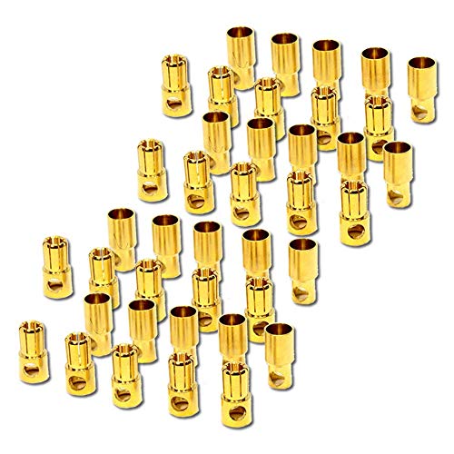 ulex 10 Paar (20 Stück) Original Premium 6,0mm 6.0mm 6mm Goldkontaktstecker Goldstecker Stecker Buchse Male Female Hochstrom für Lipo Akku ESC 120A Mr.Stecker Modellbau® von ulex