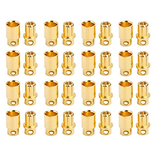 ulex 4 Paar (8 Stück) 8mm 8 mm 8.0mm 8,0mm Premium Hochstrom Goldkontaktstecker Goldstecker Rundstecker Stecker Buchse Male Female für Lipo Akku von Mr.Stecker Modellbau® von ulex