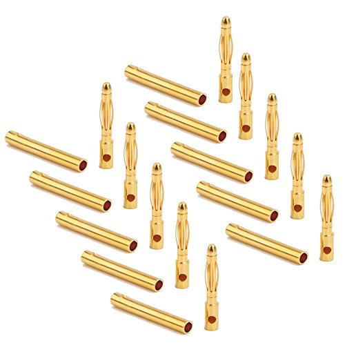 ulex 6X Paar (12 Stück) 2mm 2 mm 2.0mm 2,0mm Goldkontaktstecker Bananen Goldstecker Stecker Buchse Male Female Männlich Weiblich für Lipo Akku ESC Modellbau von ulex
